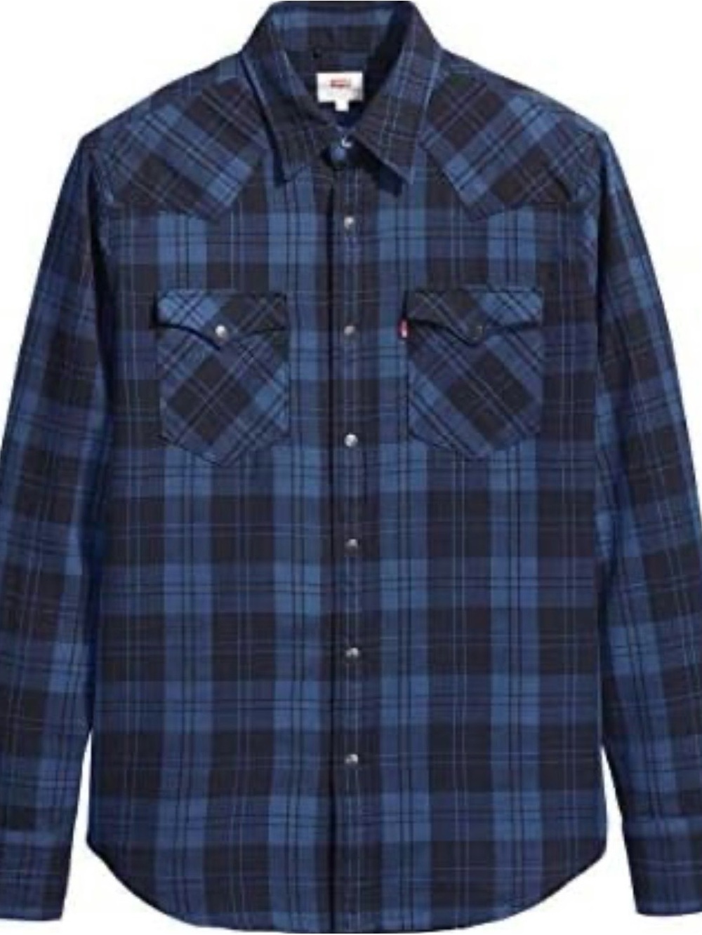 Levi's Barstow Western Blue and Black Plaid Button-Down Shirt